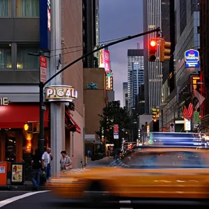 New York Taxis at Dusk