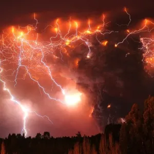 lighting over a volcano