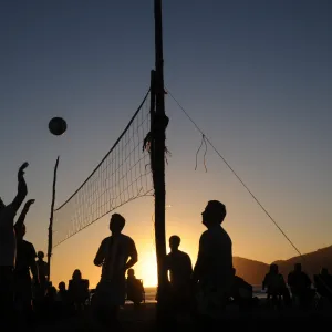 beach games and sunset