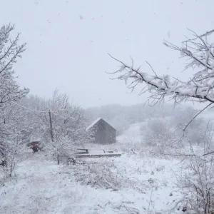 Snow Covered Old Barn