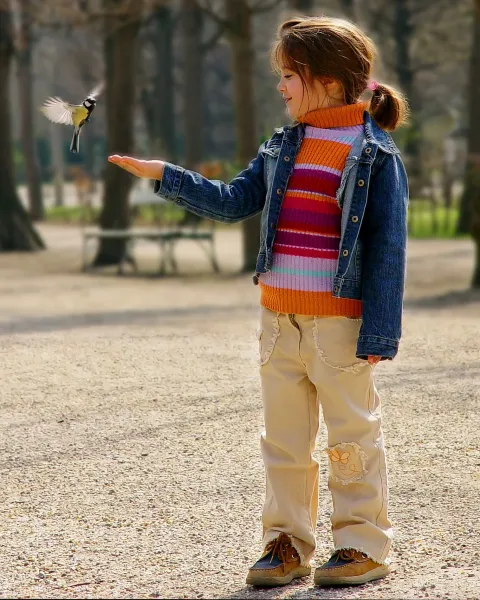 Young Lady and a Bird
