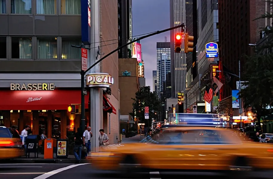 New York Taxis at Dusk