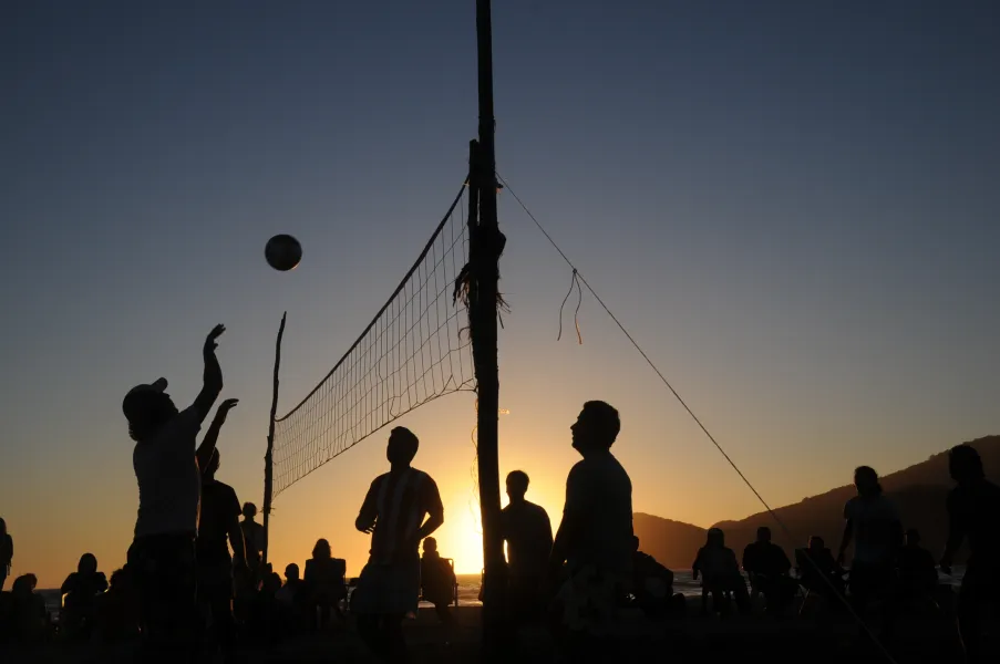beach games and sunset
