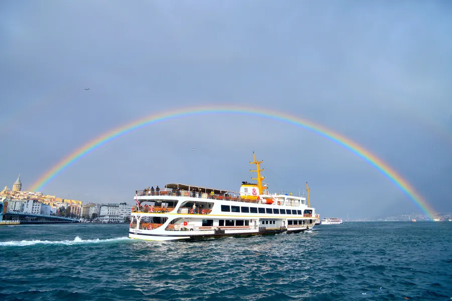 through a rainbow bridge