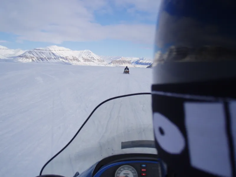 View from a snowmobile