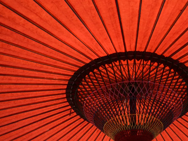 red paper umbrella
