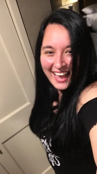 Laughing caught in middle of a memory