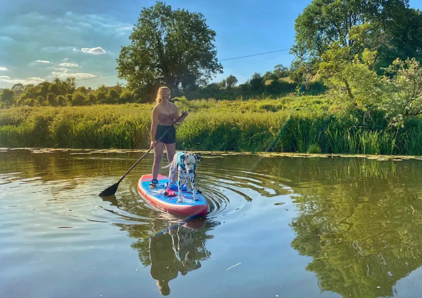 Paddle boarding with the pup!